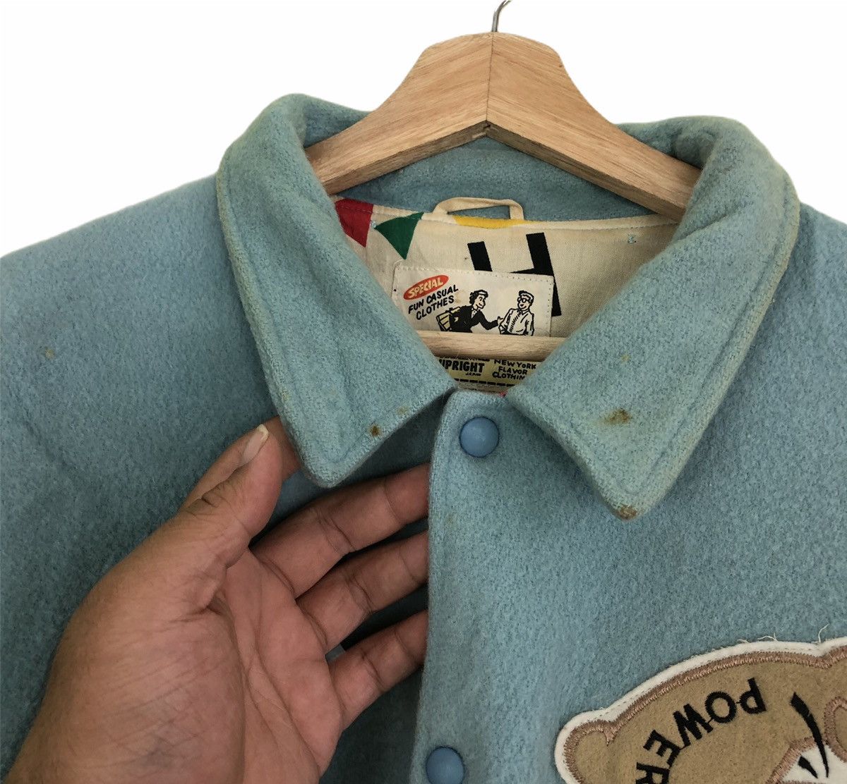 Japanese Brand Vintage Varsity Jacket Power IronMuscle Inspire Issey Miyake Size US L / EU 52-54 / 3 - 6 Thumbnail