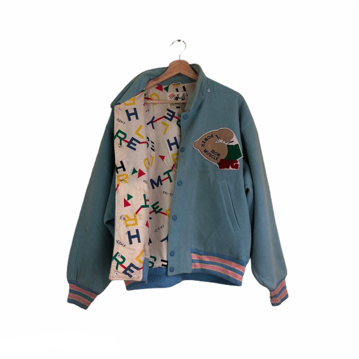 Japanese Brand Vintage Varsity Jacket Power IronMuscle Inspire Issey Miyake Size US L / EU 52-54 / 3 - 2 Thumbnail