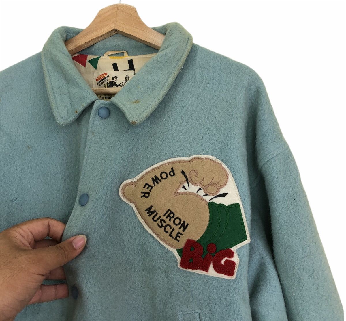 Japanese Brand Vintage Varsity Jacket Power IronMuscle Inspire Issey Miyake Size US L / EU 52-54 / 3 - 5 Thumbnail