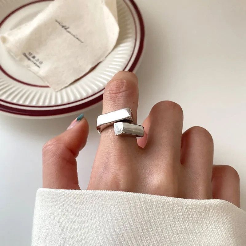 Jewelry Silver Color Irregular Rings Size ONE SIZE - 6 Thumbnail
