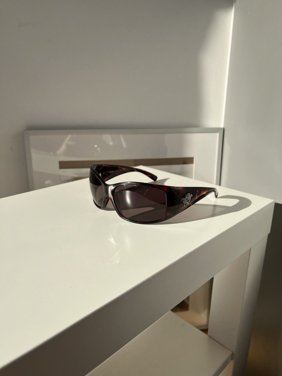 image of Versace Medusa Silver Big Logo Vintage Sunglasses, Men's