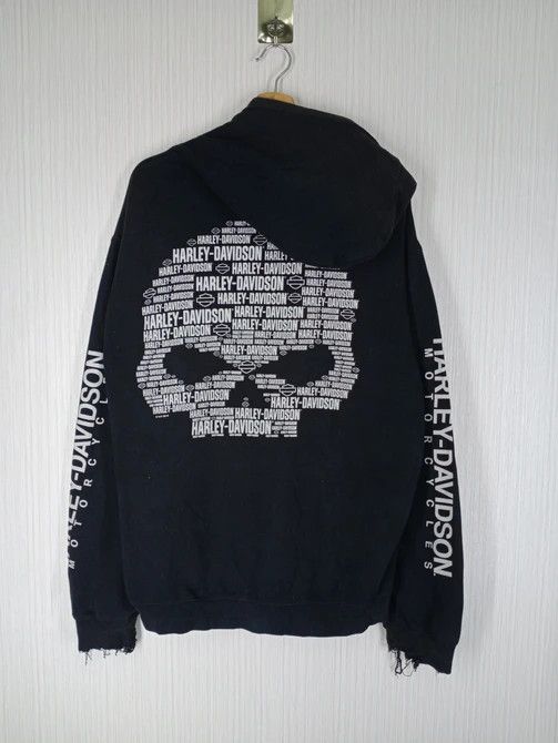 Harley Davidson Vintage 90's Harley Davidson Big Skulls Hoodie Distressed Size US XL / EU 56 / 4 - 1 Thumbnail