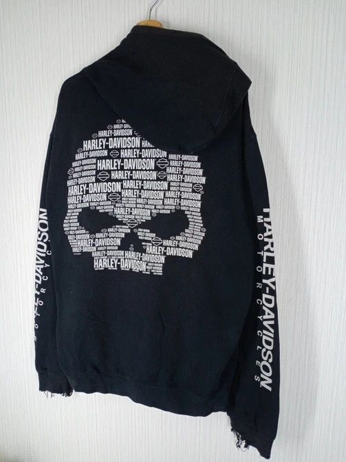 Harley Davidson Vintage 90's Harley Davidson Big Skulls Hoodie Distressed Size US XL / EU 56 / 4 - 2 Thumbnail