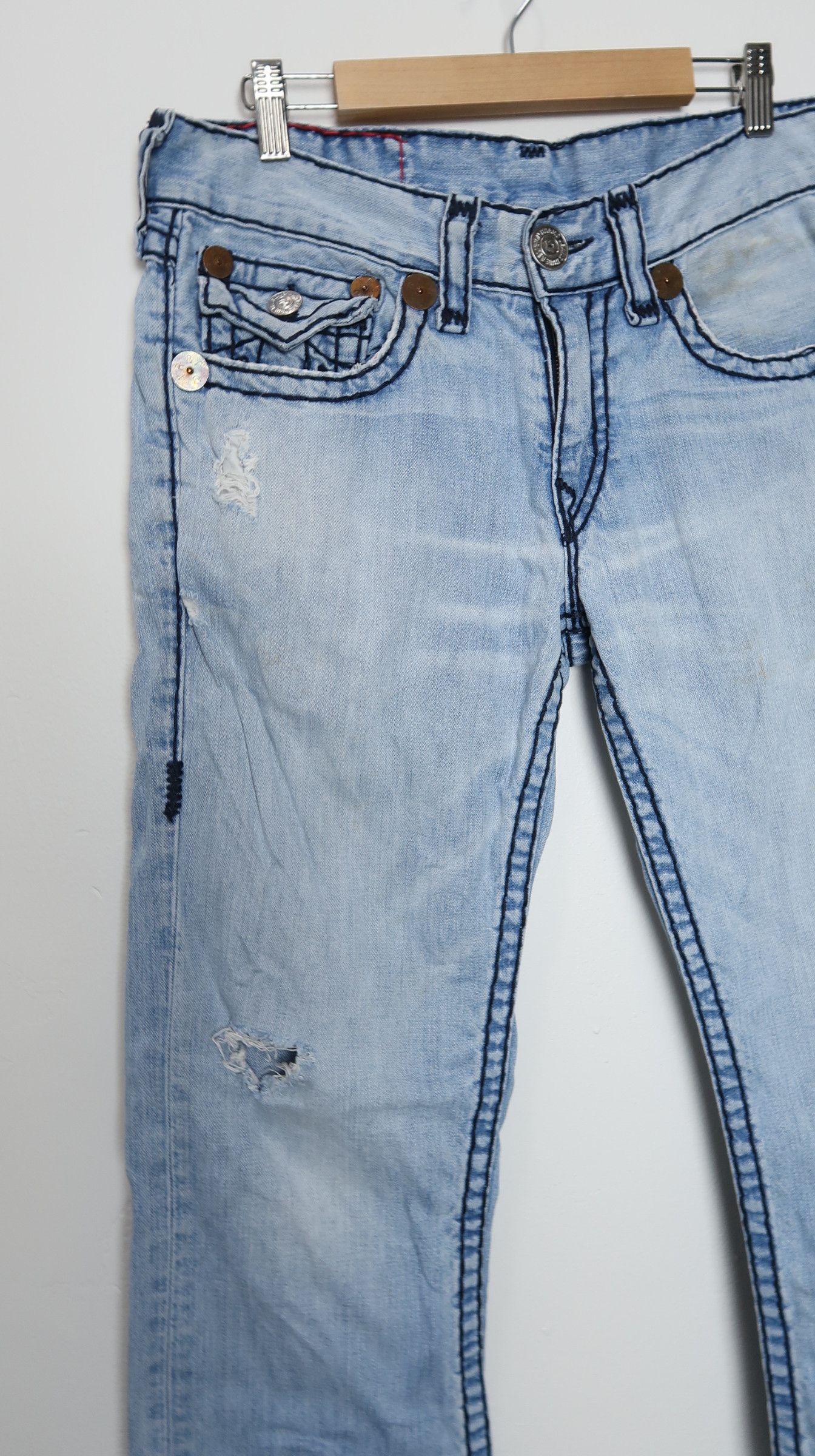 True Religion Vintage True Religion Ricky Super Distressed Denim Size US 32 / EU 48 - 4 Thumbnail