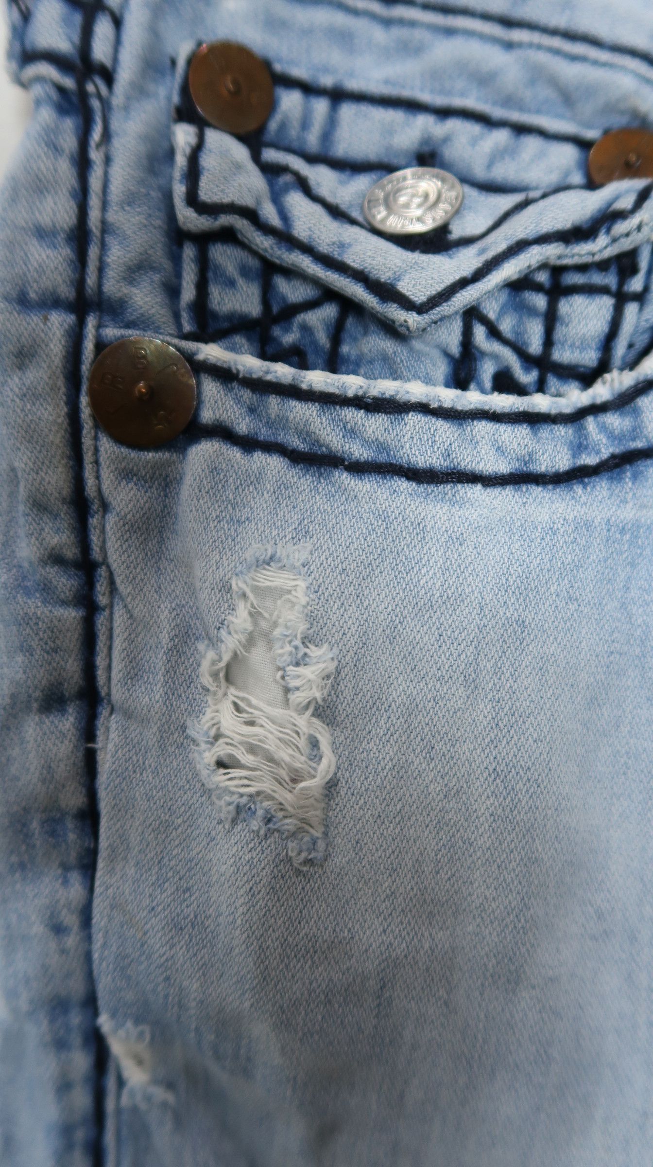 True Religion Vintage True Religion Ricky Super Distressed Denim Size US 32 / EU 48 - 6 Thumbnail