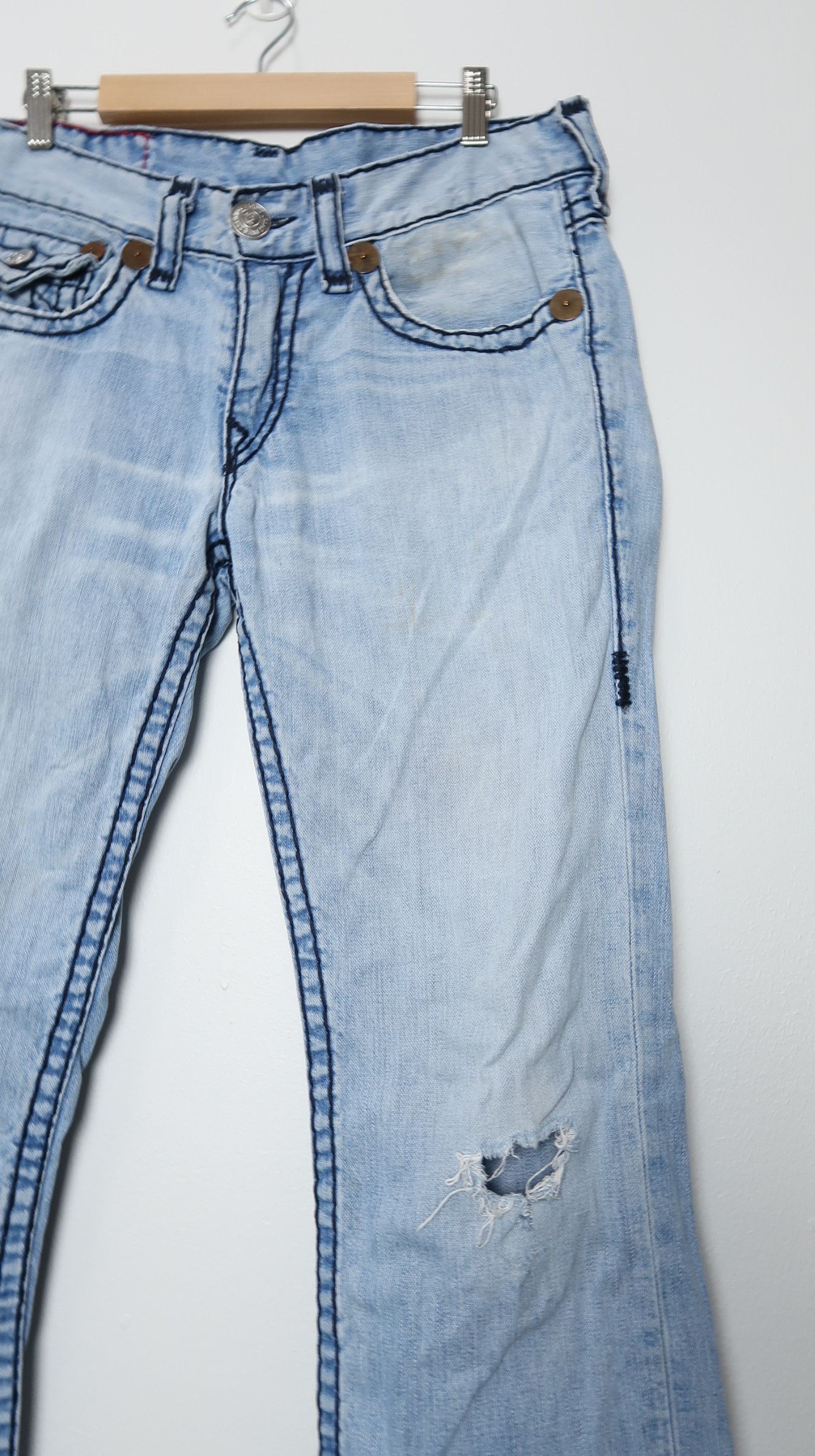True Religion Vintage True Religion Ricky Super Distressed Denim Size US 32 / EU 48 - 2 Thumbnail