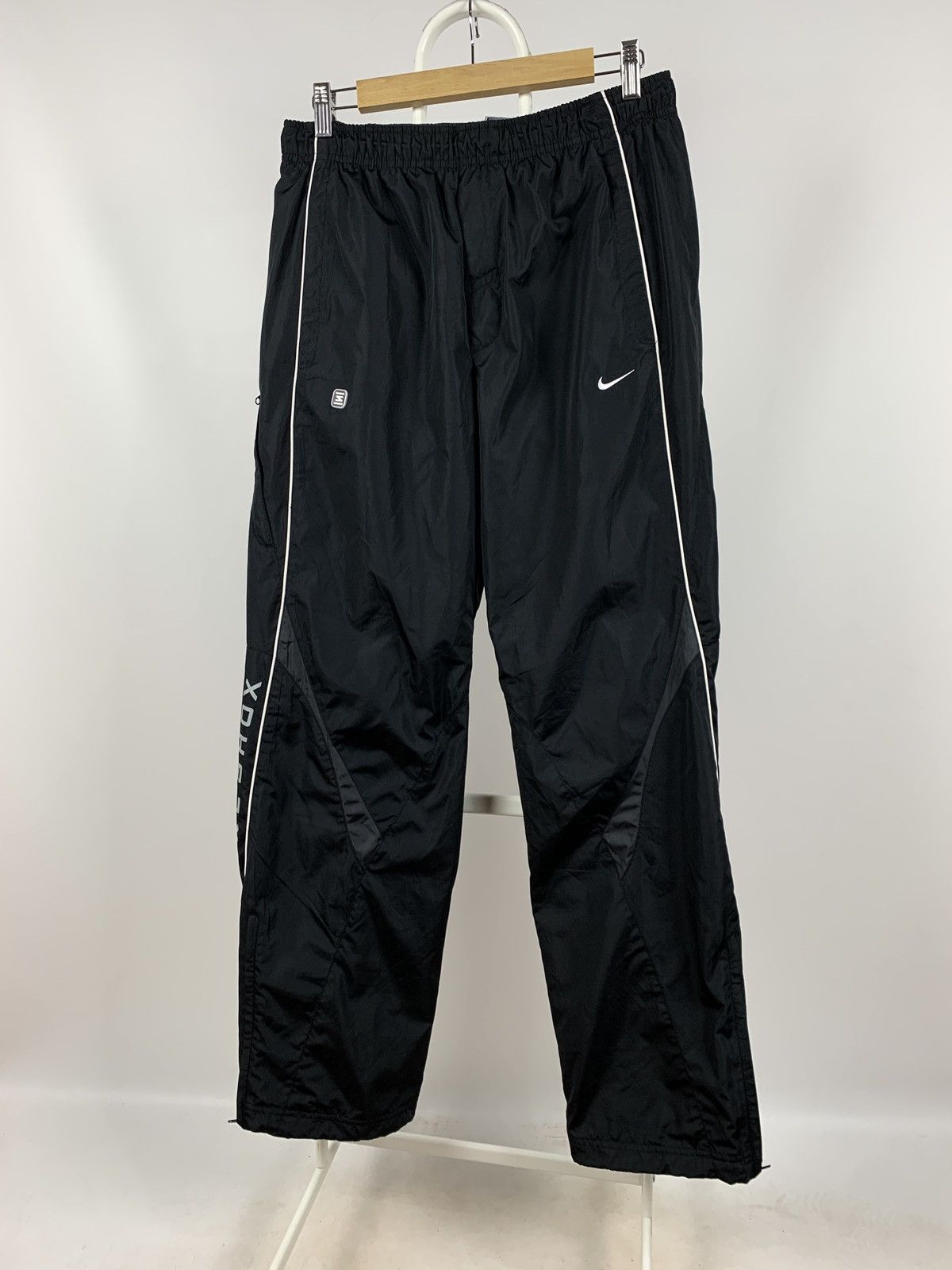 Pre-owned Nike X Vintage Nike Shox Baggy Nylon Track Pants Gorpcore Style In Black
