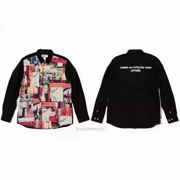 image of Comme Des Garcons x Supreme Comme Des Garçons Shirt Patchwork Button Up Size Xl, Men's