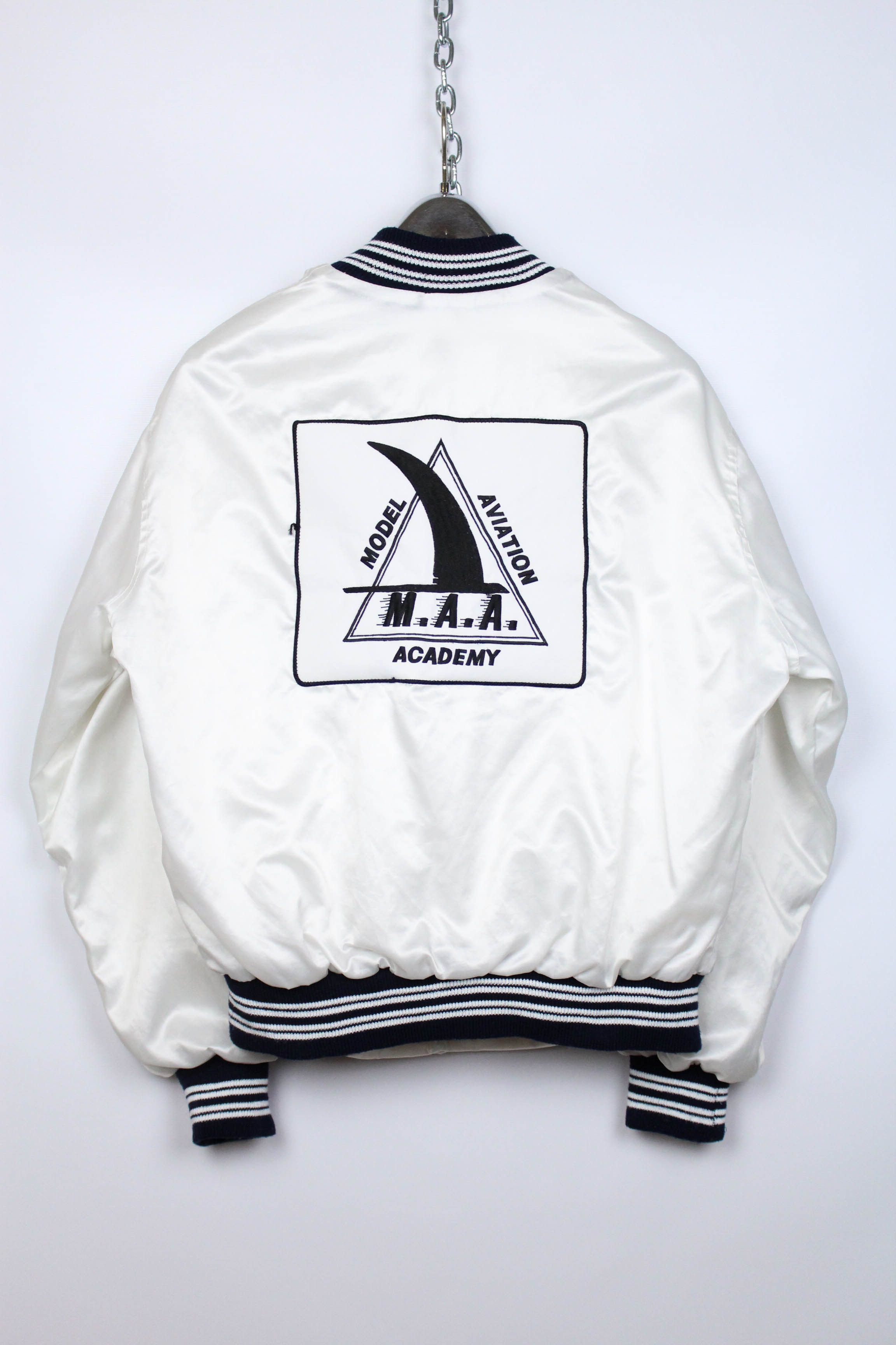 Vintage 90s Vintage Model Aviation Academy Satin Nylon Bomber Jacket Size US L / EU 52-54 / 3 - 2 Thumbnail