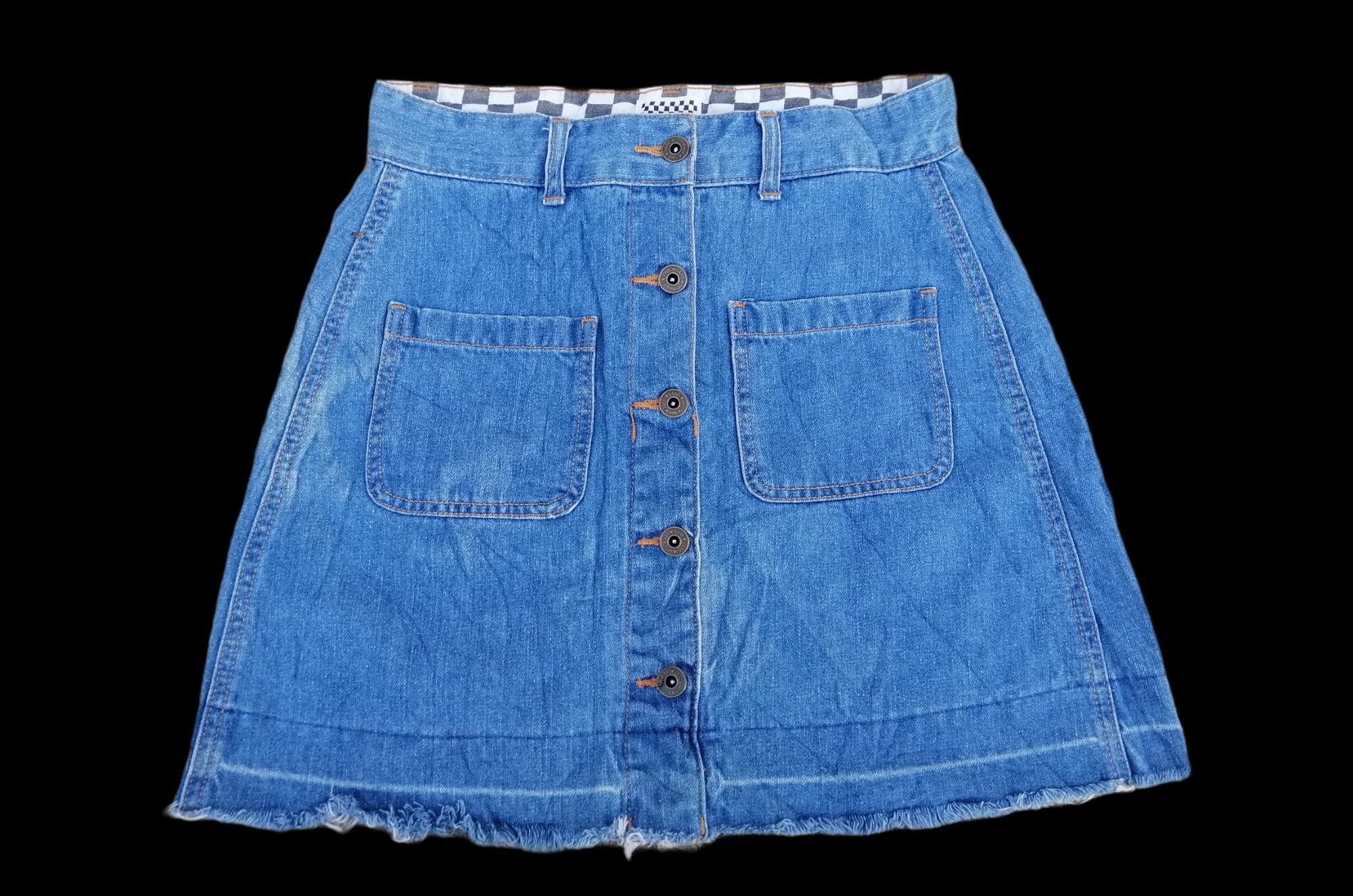 Vans Vintage Vans Streetwear Denim Mini Skirt Size 29" - 2 Thumbnail