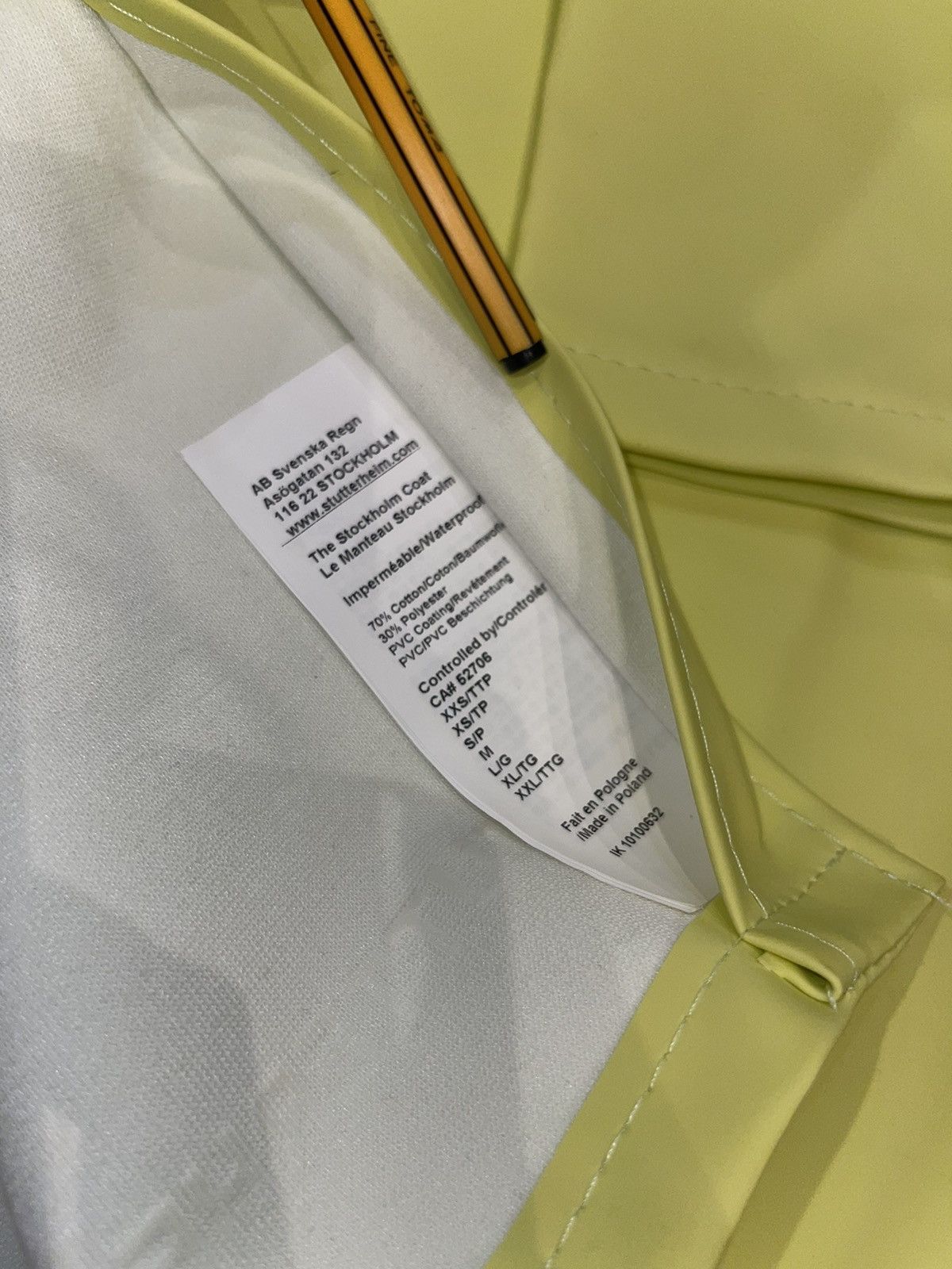 Stutterheim DS! Stutterheim Stockholm Lemon Raincoat Size US M / EU 48-50 / 2 - 16 Thumbnail