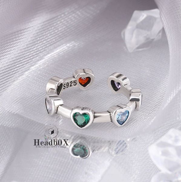 Jewelry Heart Colourful Stone Rings Size ONE SIZE - 3 Thumbnail