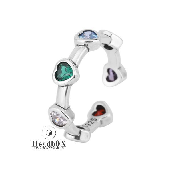 Jewelry Heart Colourful Stone Rings Size ONE SIZE - 1 Thumbnail