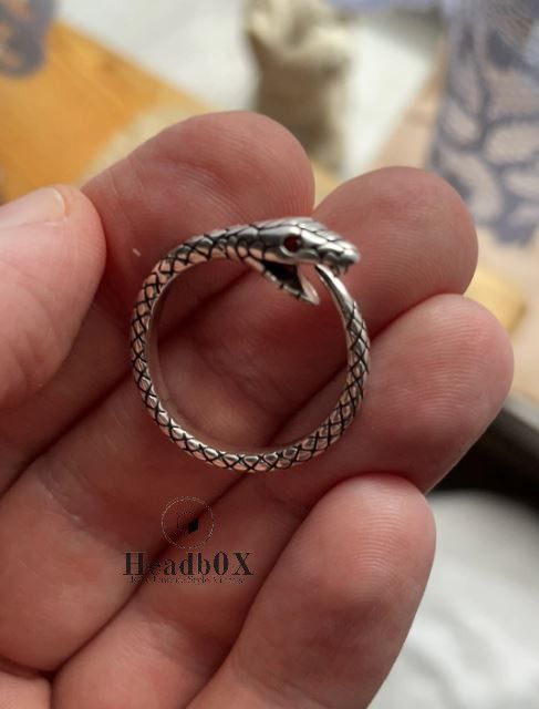 Jewelry Silver Geometric Snake Adjustable Ring Size ONE SIZE - 2 Thumbnail
