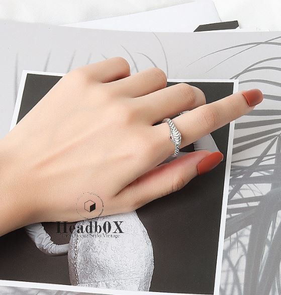 Jewelry Silver Geometric Snake Adjustable Ring Size ONE SIZE - 4 Thumbnail