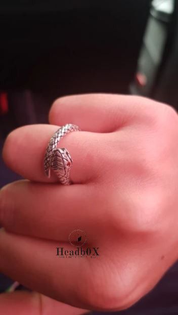 Jewelry Silver Geometric Snake Adjustable Ring Size ONE SIZE - 3 Thumbnail