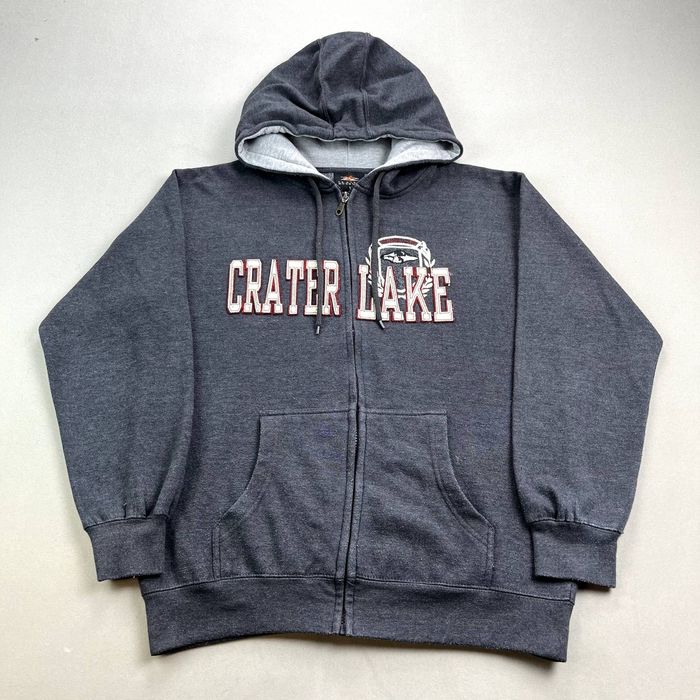 Vintage Crater Lake Hoodie Sweatshirt Small Gray Zip National Park ...