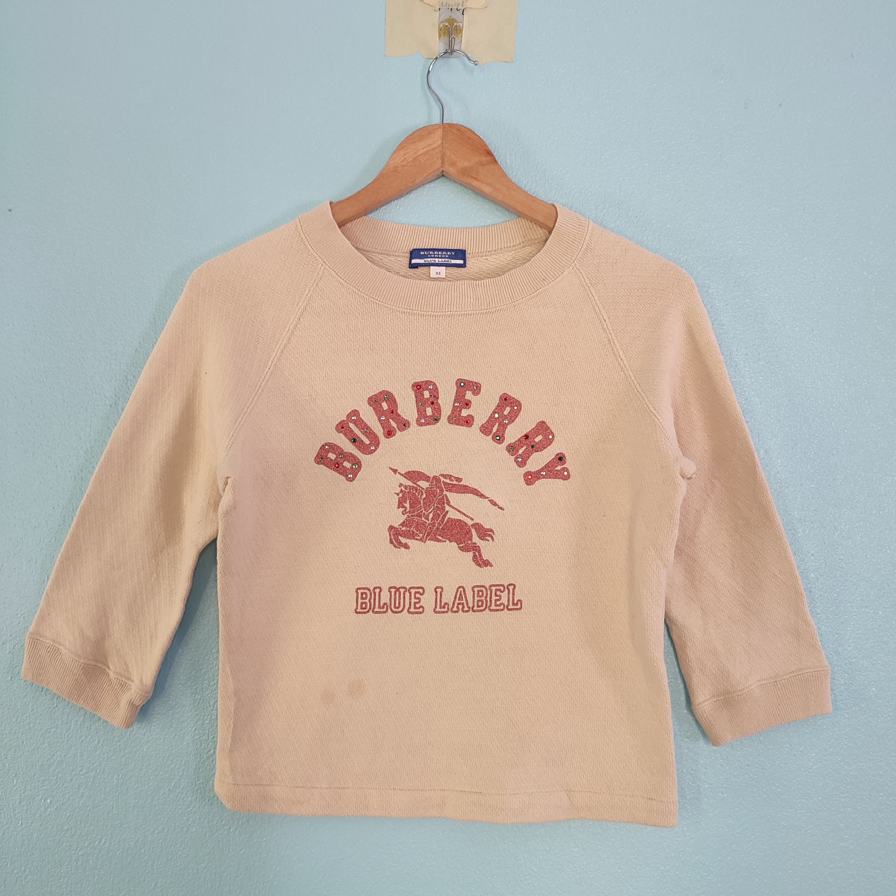 Burberry × Vintage BURBERRY London Blue Label Big Logo Sweatshirt Tshirt Size S / US 4 / IT 40 - 1 Thumbnail