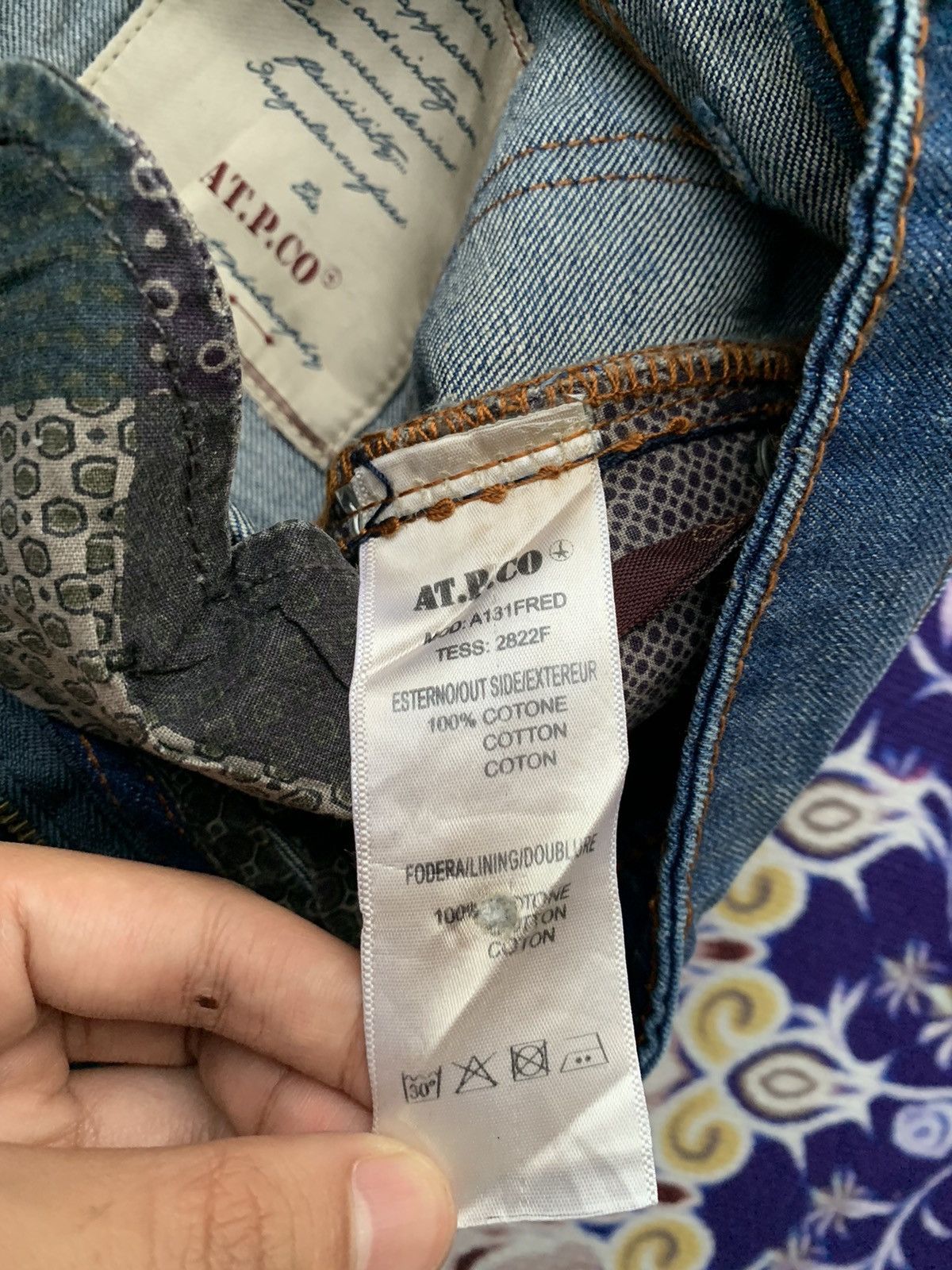AT.P.CO × Designer AT.P.CO Italy Distressed Denim Size US 33 - 10 Thumbnail