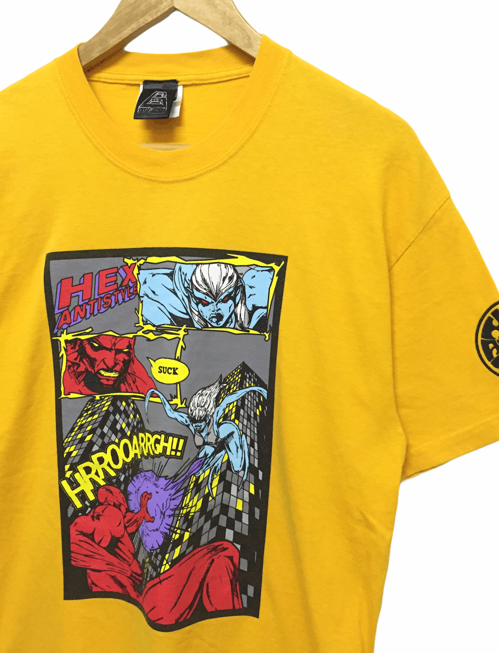 image of 20471120 x Anima 2000 Hex Antistyle Superhero Tee in Yellow, Men's (Size Medium)