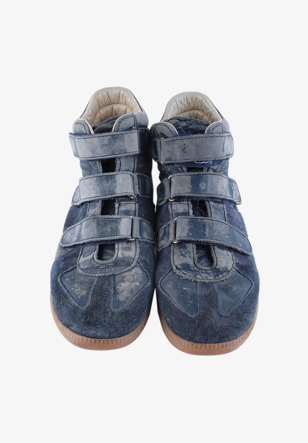 Pre-owned Maison Margiela Martin Margiela High Top Sneakers Leather Shoes 43eu In Blue