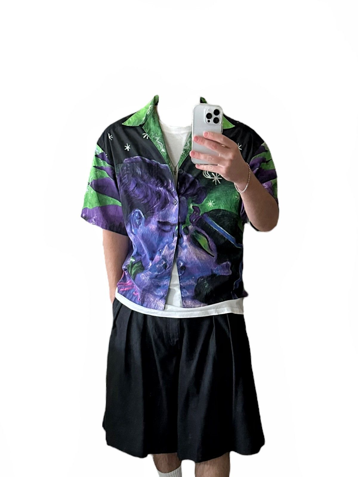 Prada FW18 Impossible Love Green Camp Bowling Shirt Size US M / EU 48-50 / 2 - 2 Thumbnail