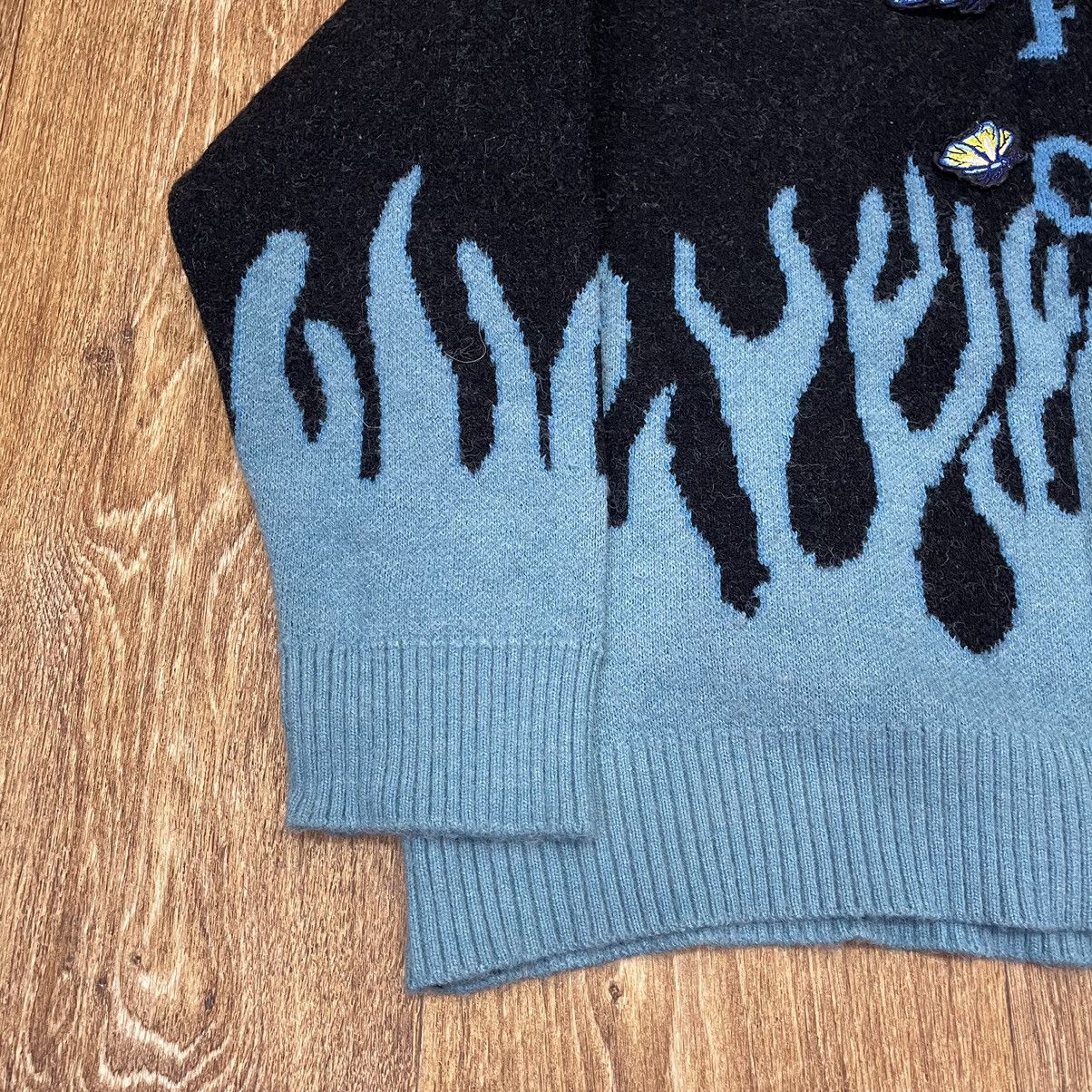 Vintage Y2K Graphic Knit Sweater Flame Print Streetwear Boxy Slim S Size US S / EU 44-46 / 1 - 2 Thumbnail