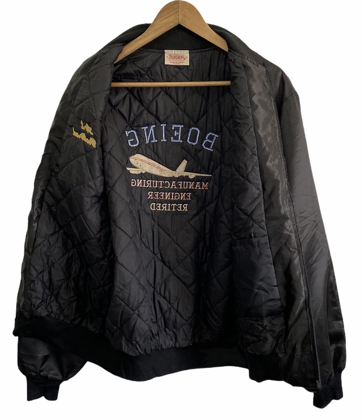 Other RARE🔥Boeing 747 Engineer Retired Flight SATIN Bomber Jacket Size US XL / EU 56 / 4 - 3 Thumbnail