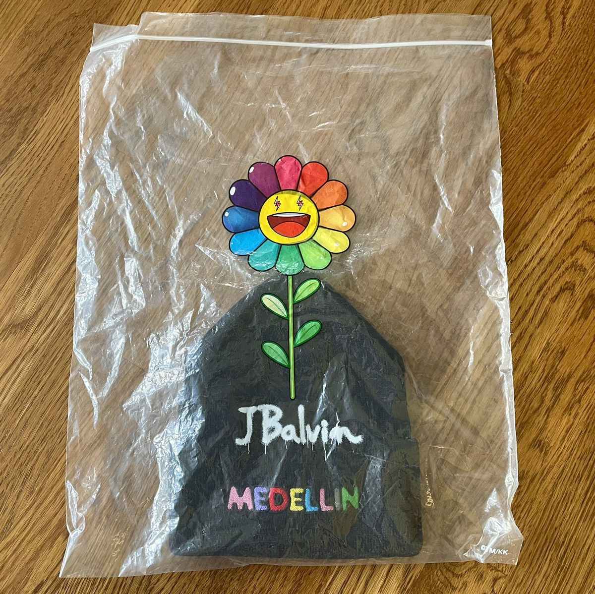 J Balvin × Takashi Murakami Black Medellin Beanie 1 2 New Era Basic Blanco Cuff Knit Hat Size ONE SIZE - 2 Thumbnail