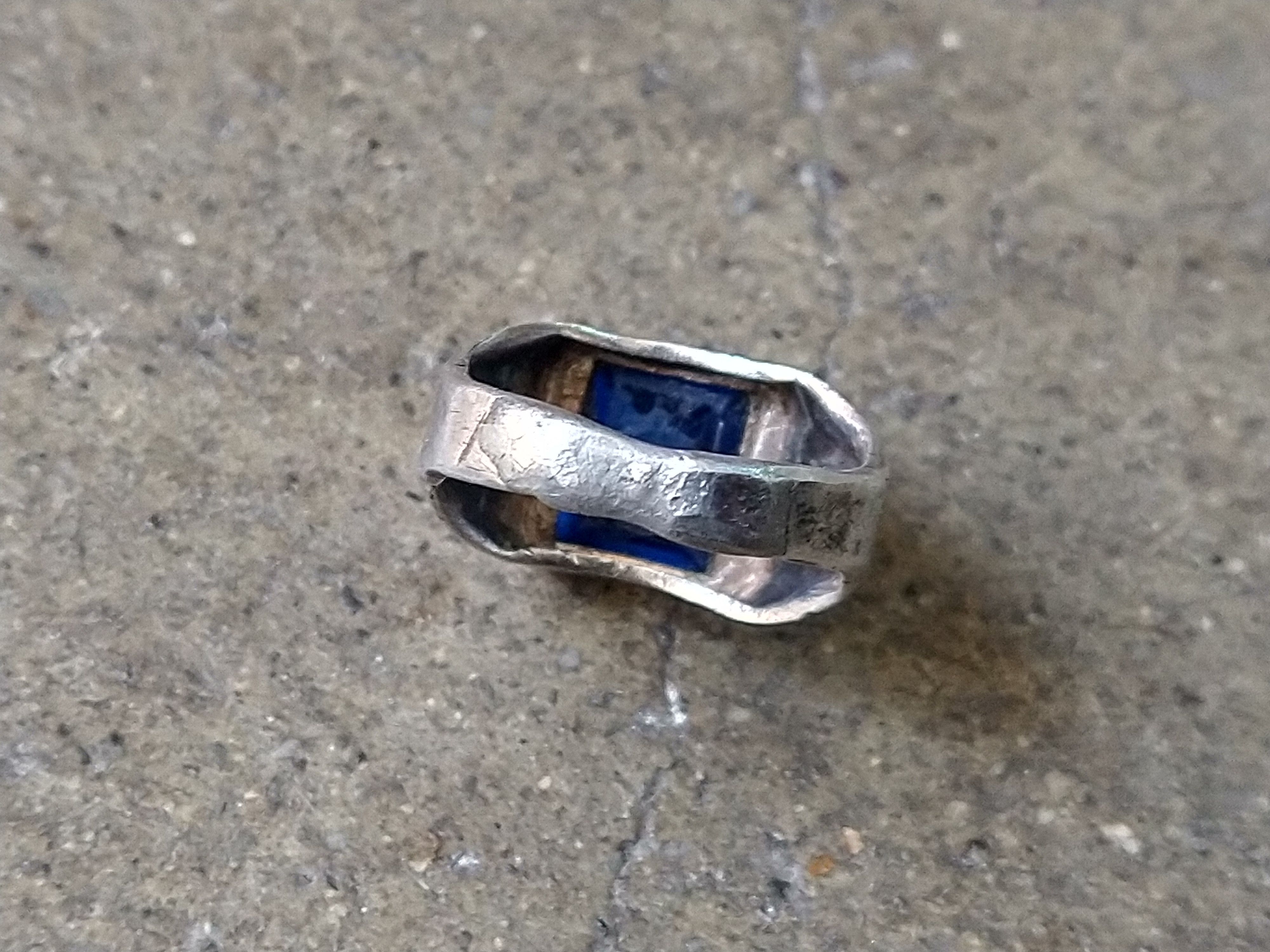 Jewelry Vintage Sterling Silver Ring Size 6.75 Blue Glass Art Deco Size ONE SIZE - 7 Thumbnail