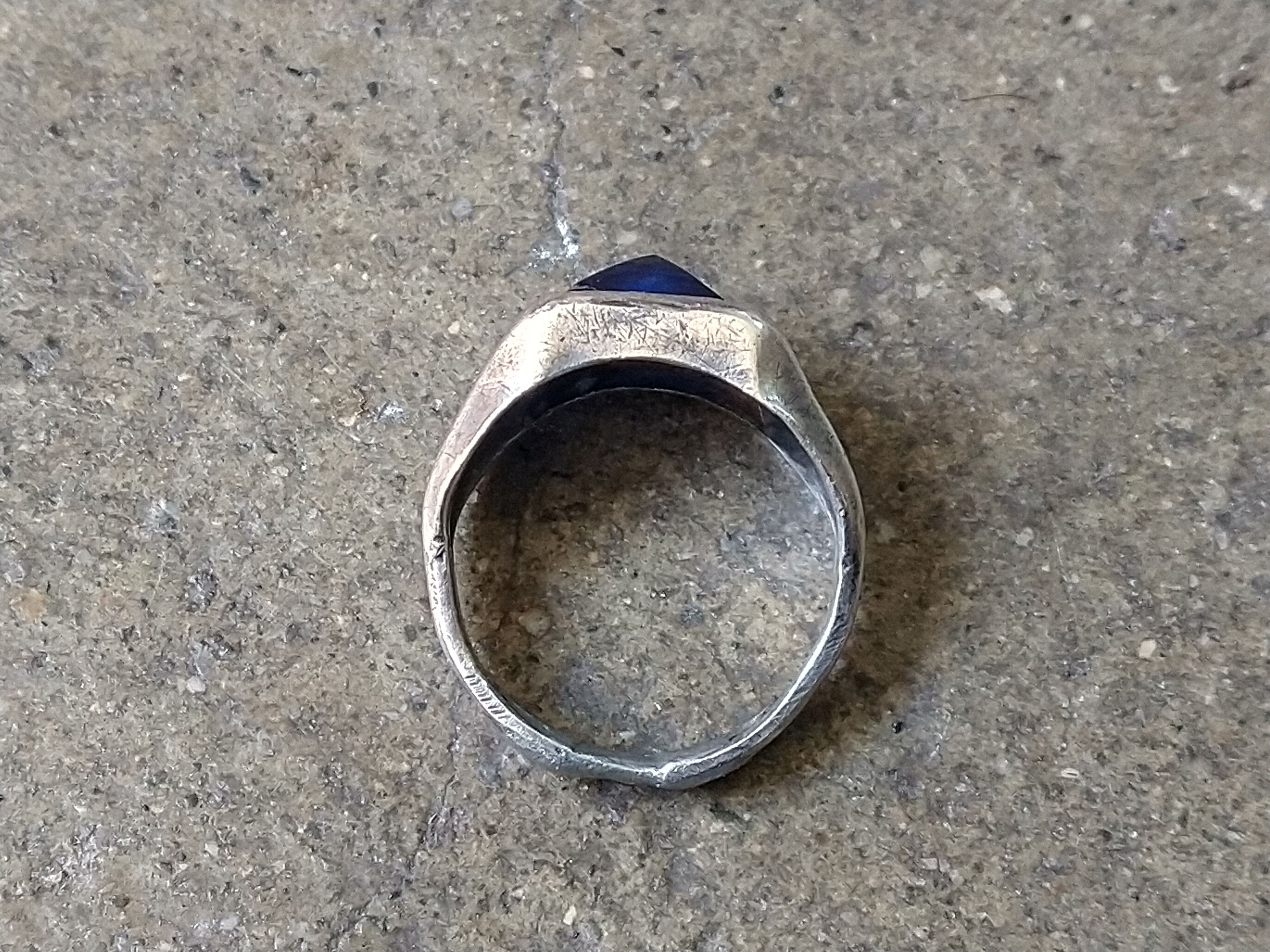 Jewelry Vintage Sterling Silver Ring Size 6.75 Blue Glass Art Deco Size ONE SIZE - 6 Thumbnail
