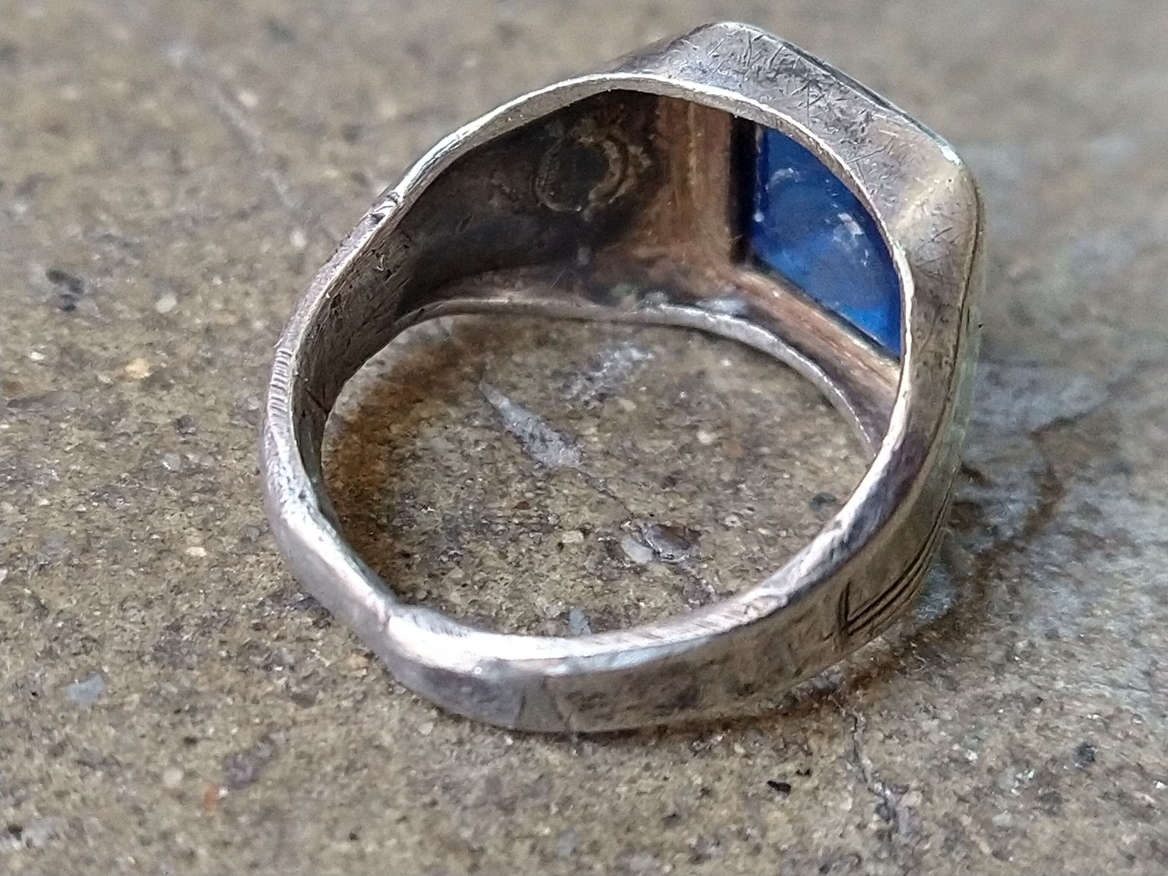 Jewelry Vintage Sterling Silver Ring Size 6.75 Blue Glass Art Deco Size ONE SIZE - 8 Thumbnail