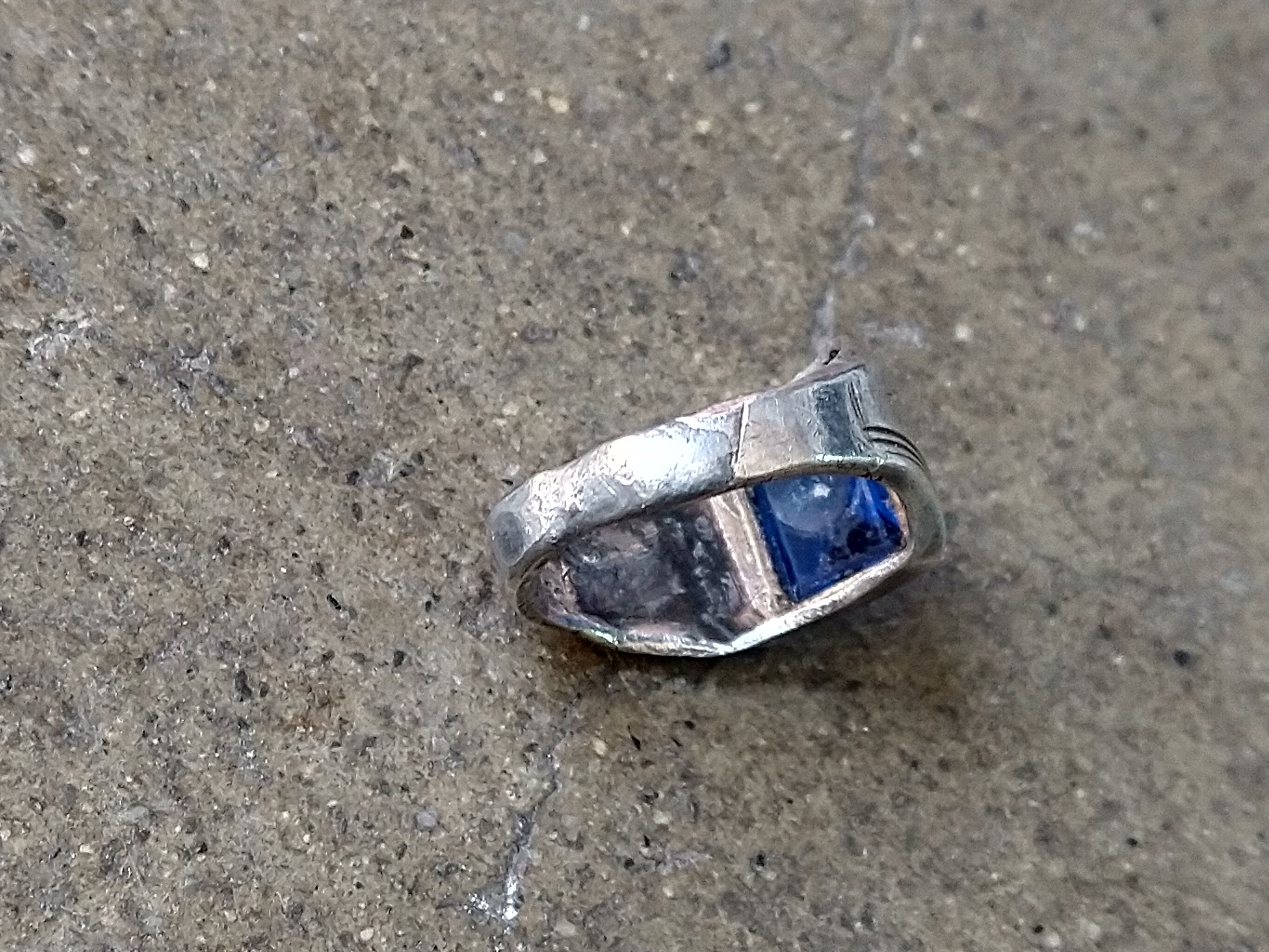 Jewelry Vintage Sterling Silver Ring Size 6.75 Blue Glass Art Deco Size ONE SIZE - 10 Thumbnail