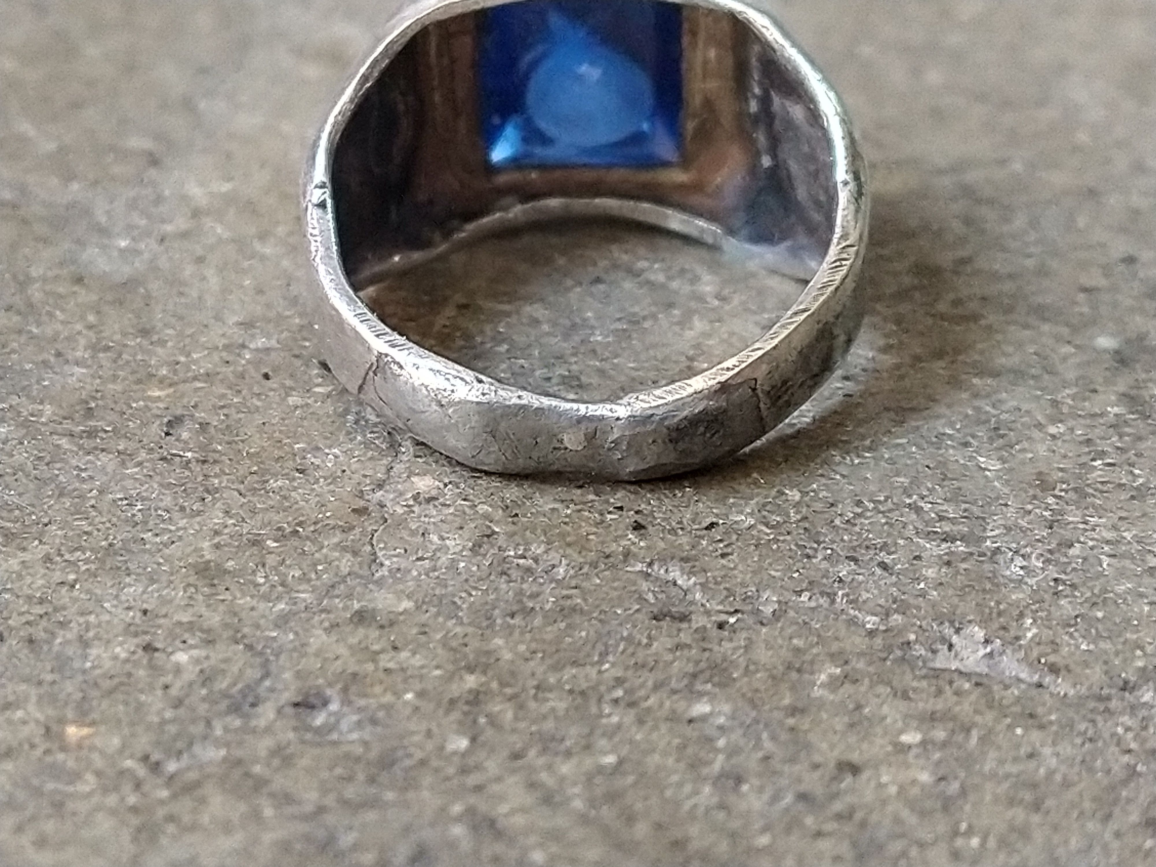 Jewelry Vintage Sterling Silver Ring Size 6.75 Blue Glass Art Deco Size ONE SIZE - 13 Thumbnail