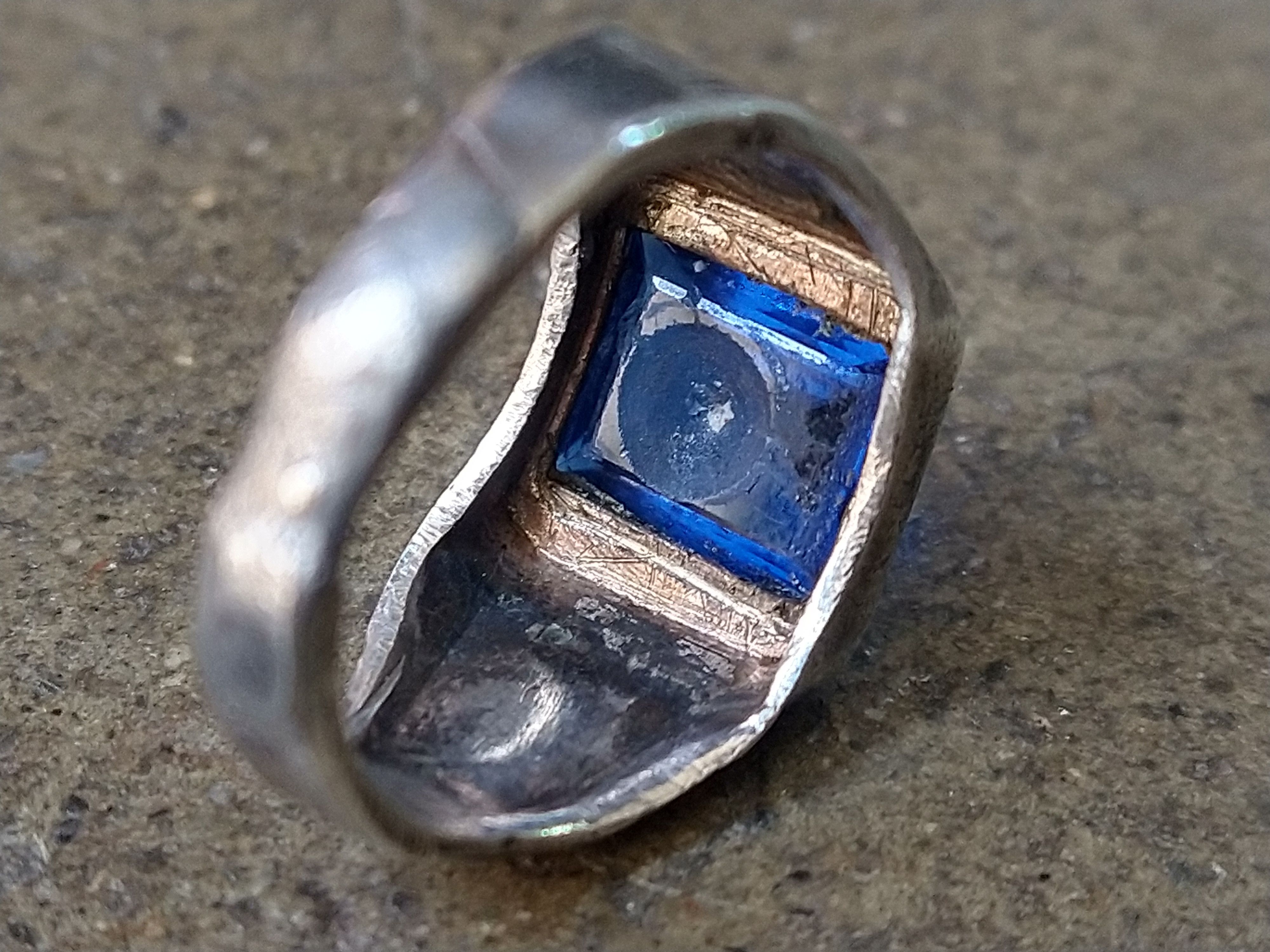 Jewelry Vintage Sterling Silver Ring Size 6.75 Blue Glass Art Deco Size ONE SIZE - 9 Thumbnail