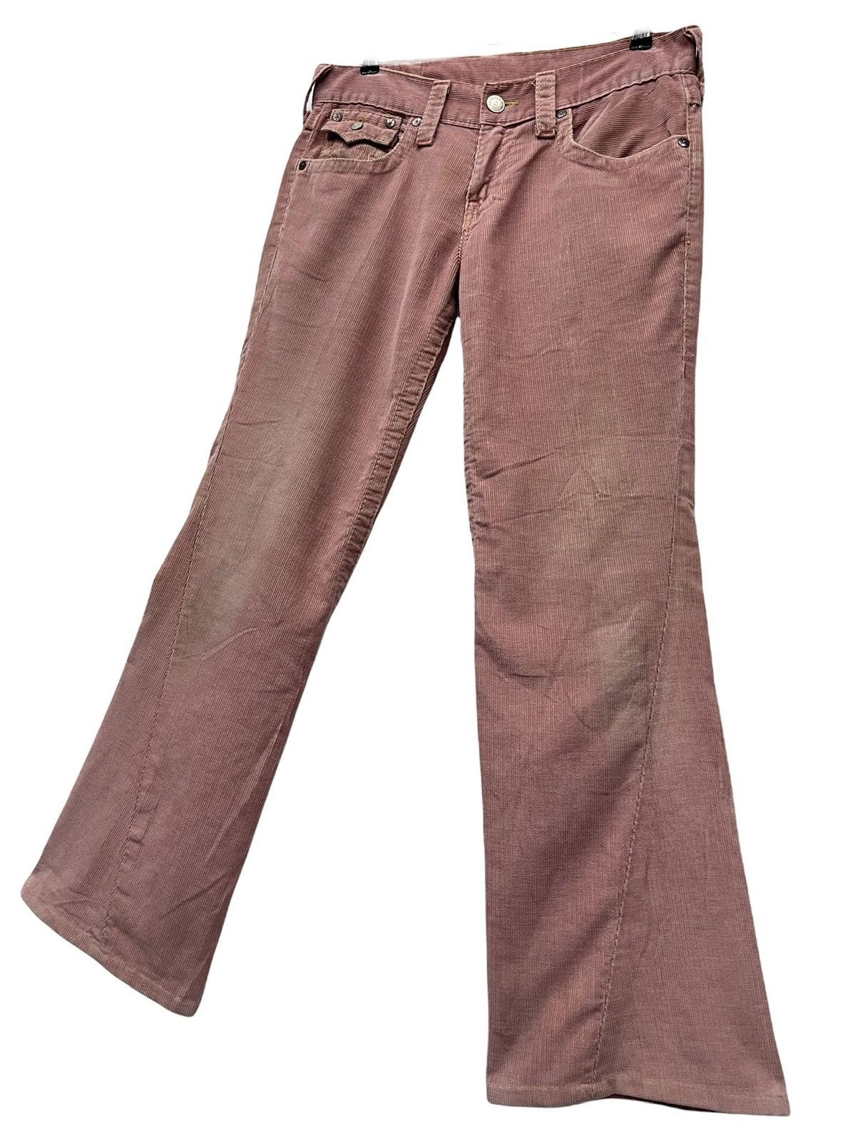 True Religion Vintage TRUE RELIGION JOEY Dusty Rose Corduroy Flare Pants Size US 31 - 1 Thumbnail