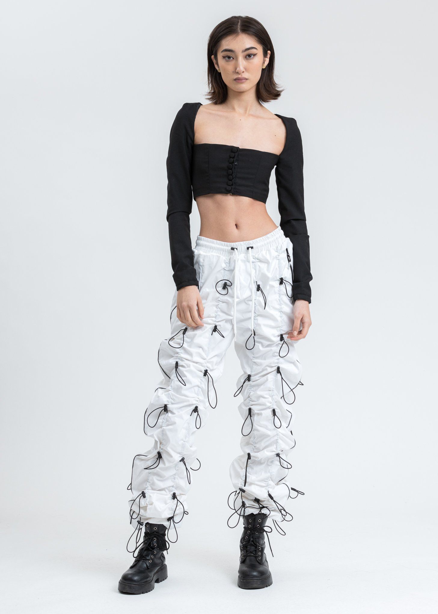 99%IS- GOBCHANG DRAWSTRINGS TOGGLED SHELL TROUSERS White bungee Size US 30 / EU 46 - 8 Thumbnail
