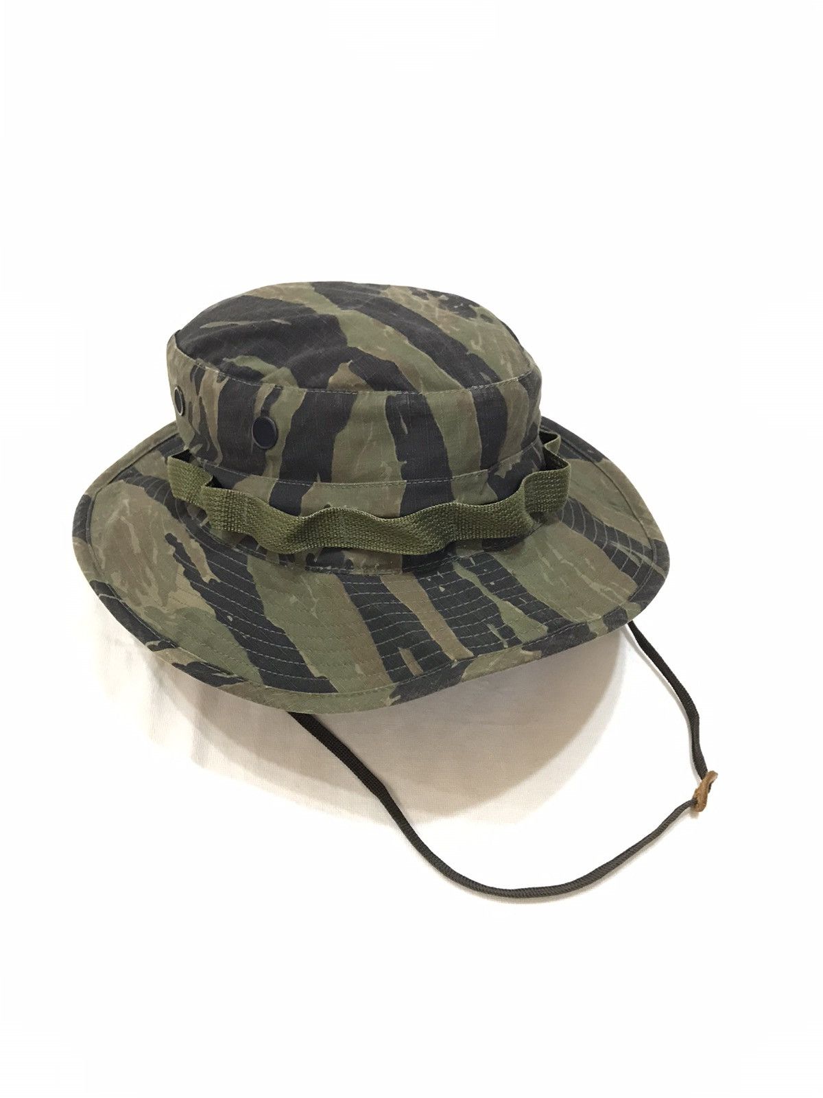 VINTAGE USA MILITARY TIGER STRIPED BOONIE BUCKET HAT