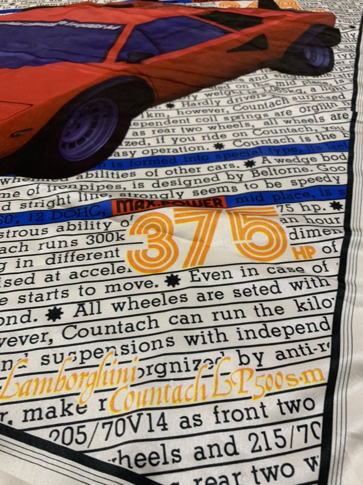 Lamborghini × Other × Vintage VINTAGE 1980s LAMBORGHINI COUNTACH LP 500 S.M SCARF Size ONE SIZE - 5 Thumbnail