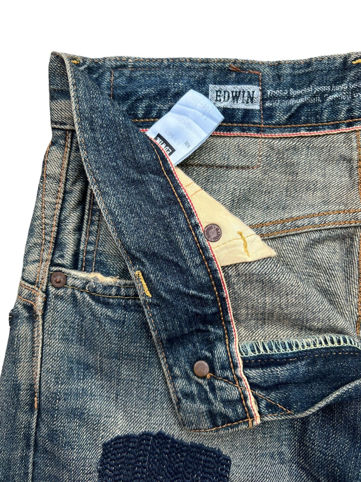 Edwin Edwin X Takeo Kikuchi Selvedge Distressed Denim Jeans 30x33 Size US 30 / EU 46 - 17 Thumbnail