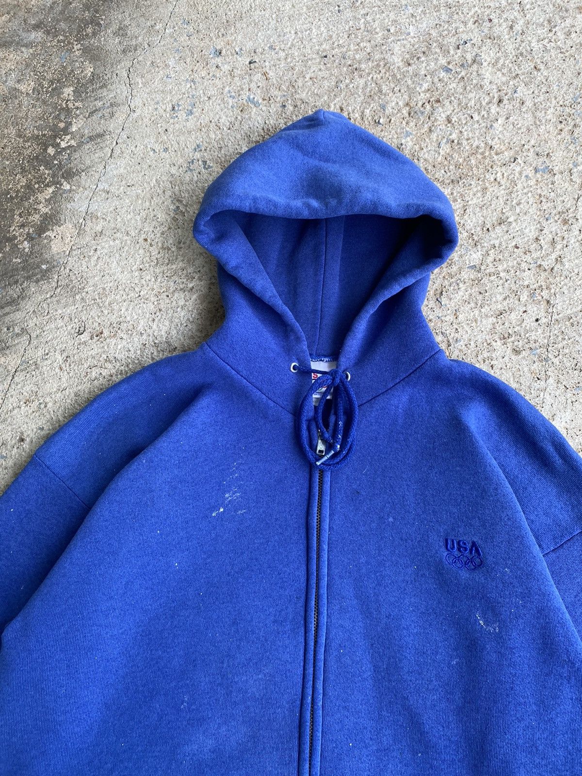 Japanese Brand × Vintage Vintage 90’s USA Distressed Paint Stained Full Zip Hoodie Size US M / EU 48-50 / 2 - 7 Thumbnail