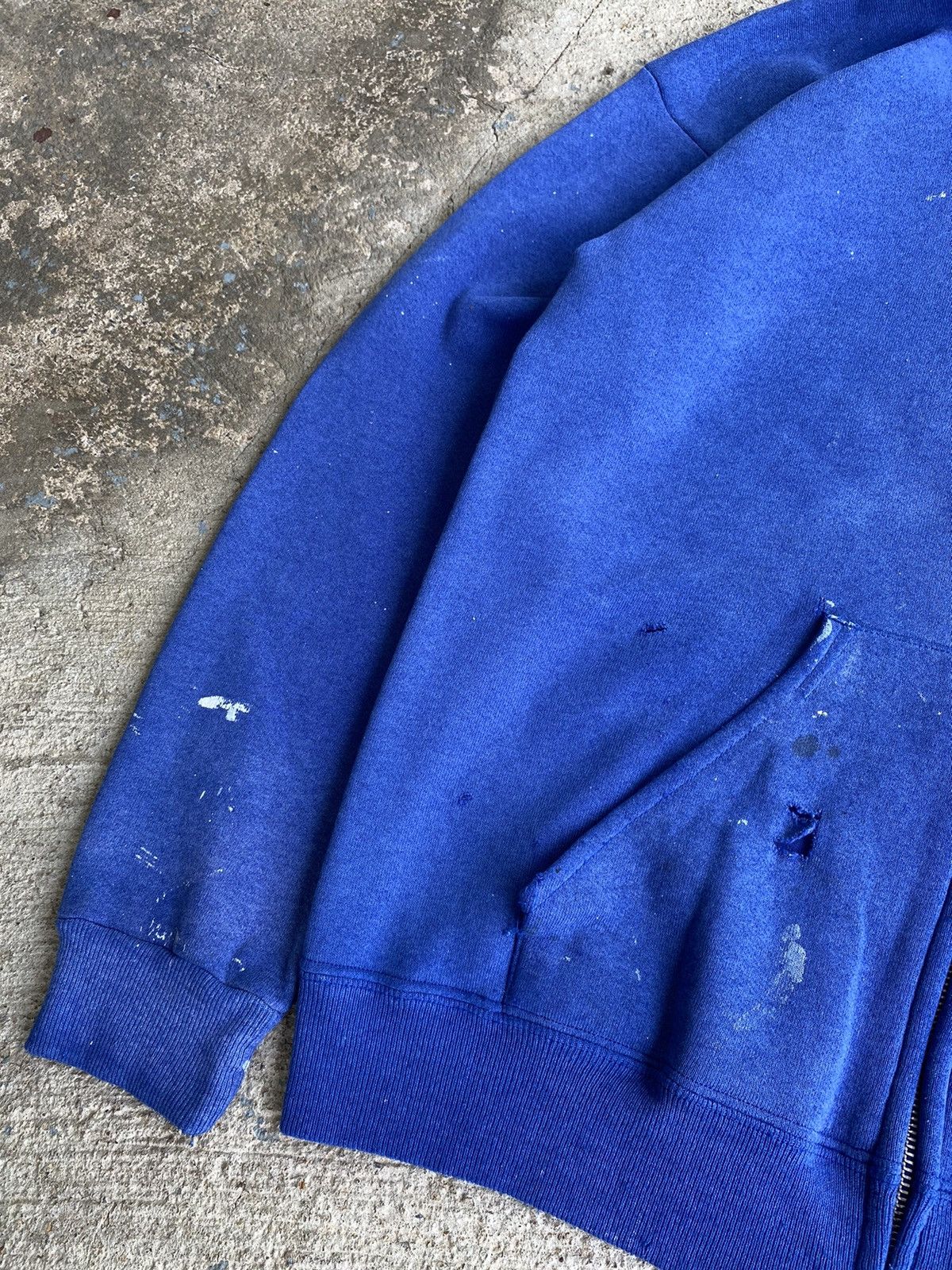Japanese Brand × Vintage Vintage 90’s USA Distressed Paint Stained Full Zip Hoodie Size US M / EU 48-50 / 2 - 2 Thumbnail