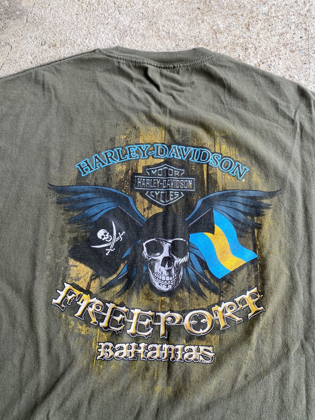 Harley Davidson × Vintage Vintage Y2K Harley Davidson Olive Double Sided Shirt Size US XL / EU 56 / 4 - 7 Thumbnail