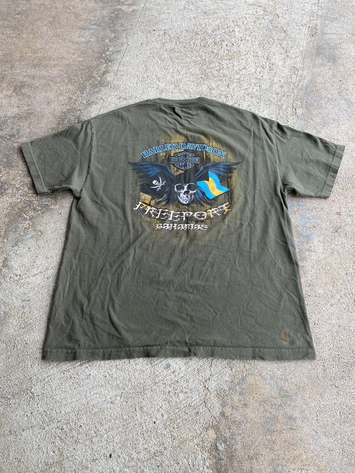 Harley Davidson × Vintage Vintage Y2K Harley Davidson Olive Double Sided Shirt Size US XL / EU 56 / 4 - 6 Thumbnail