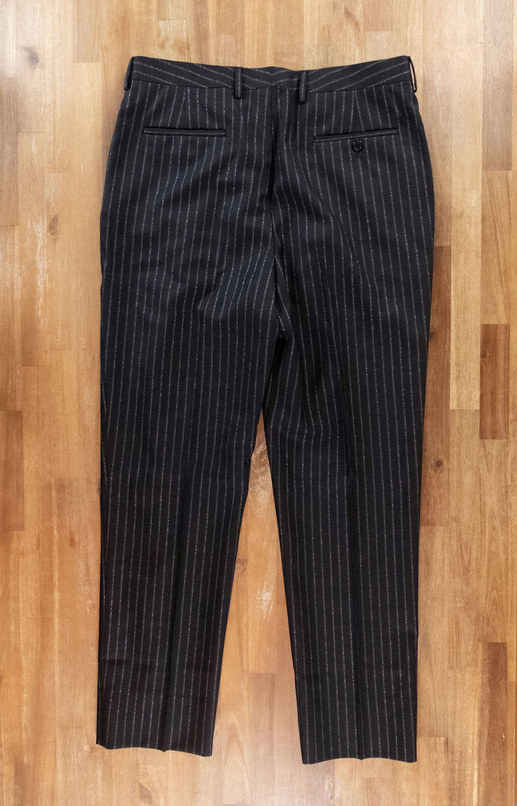 Saint Laurent Paris SAINT LAURENT black wool silver stripe pants trousers 38 q Size US 38 / EU 54 - 10 Thumbnail