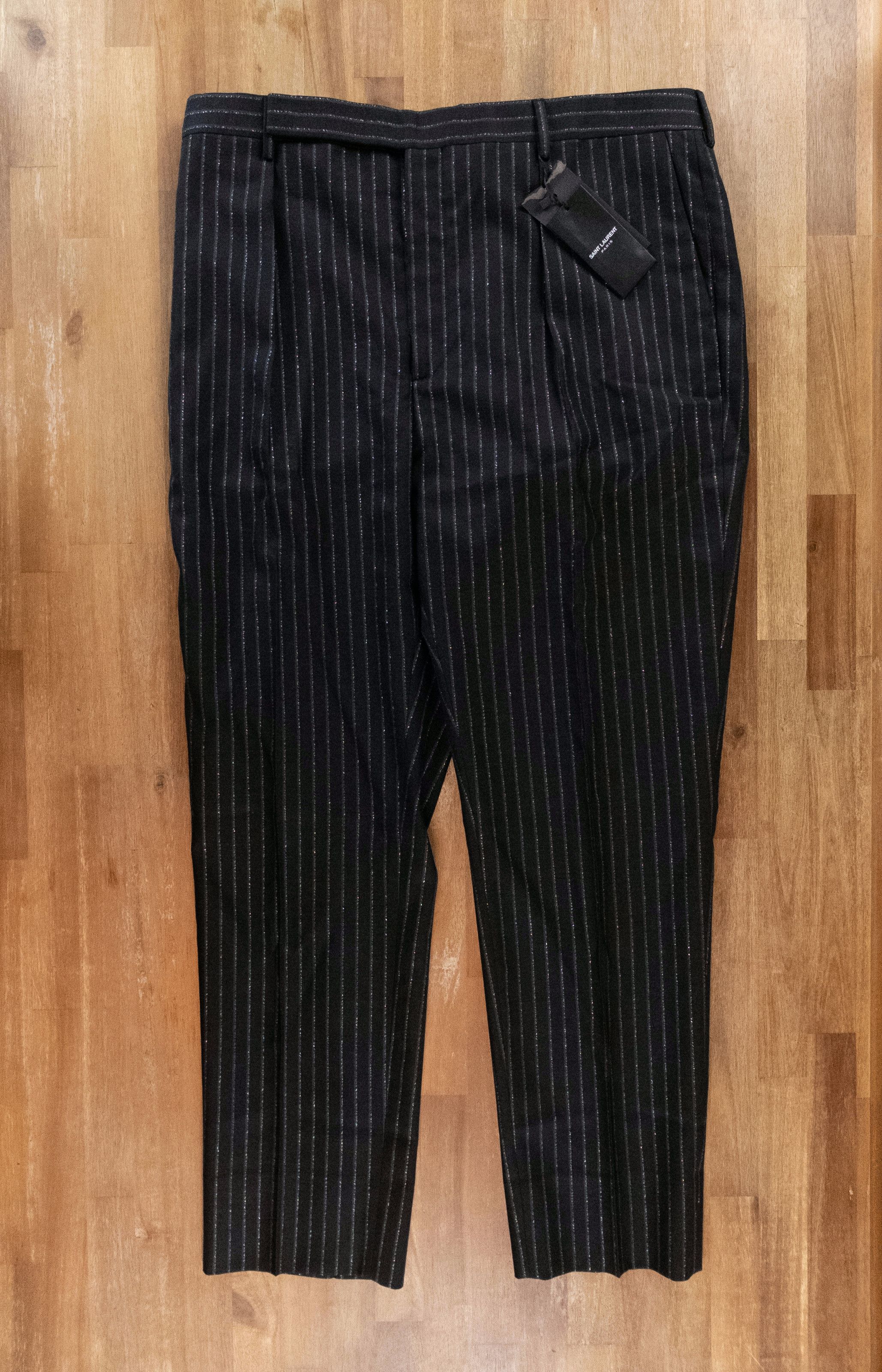 Saint Laurent Paris SAINT LAURENT black wool silver stripe pants trousers 38 q Size US 38 / EU 54 - 3 Thumbnail