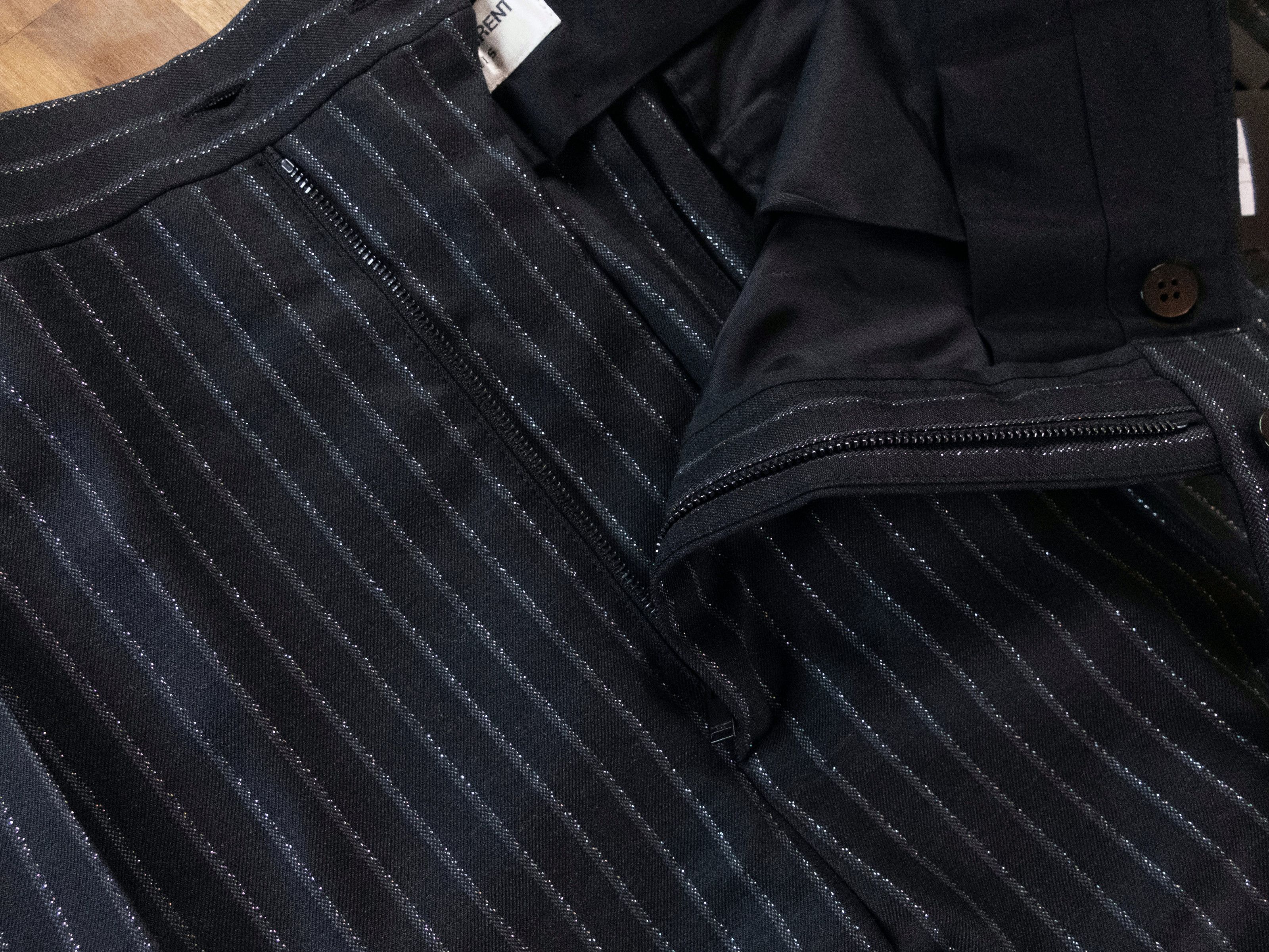 Saint Laurent Paris SAINT LAURENT black wool silver stripe pants trousers 38 q Size US 38 / EU 54 - 6 Thumbnail