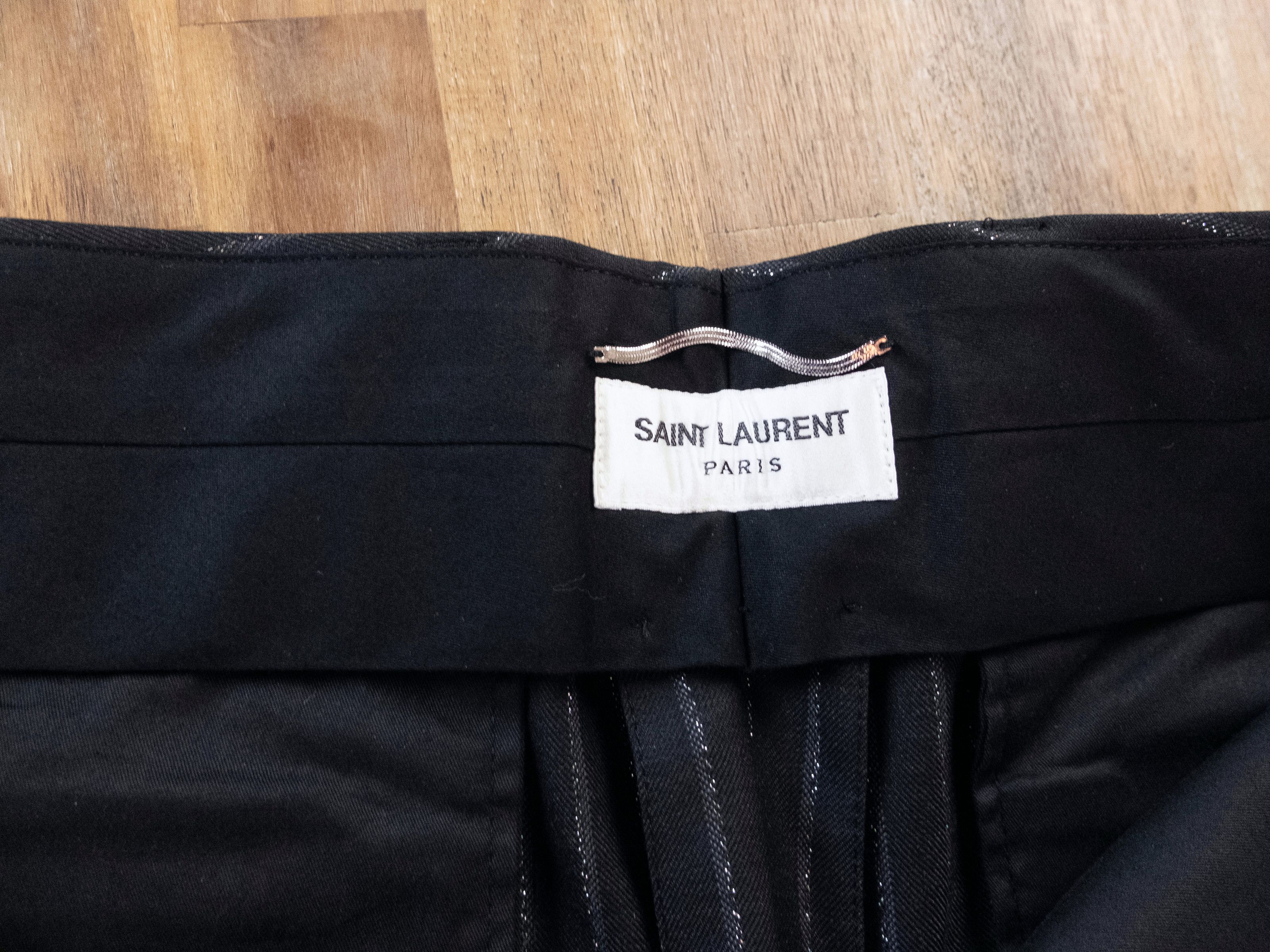 Saint Laurent Paris SAINT LAURENT black wool silver stripe pants trousers 38 q Size US 38 / EU 54 - 7 Thumbnail