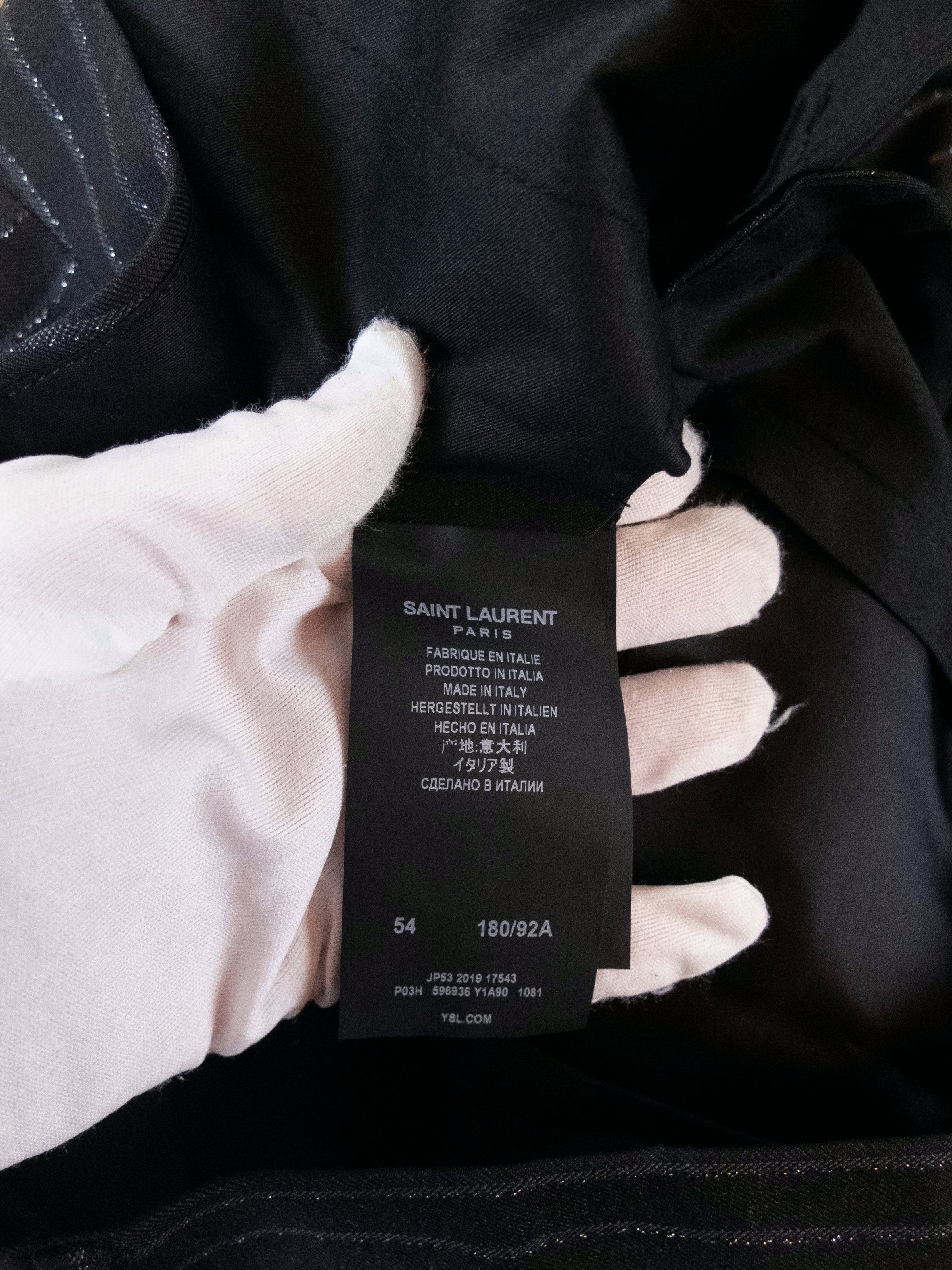Saint Laurent Paris SAINT LAURENT black wool silver stripe pants trousers 38 q Size US 38 / EU 54 - 8 Thumbnail