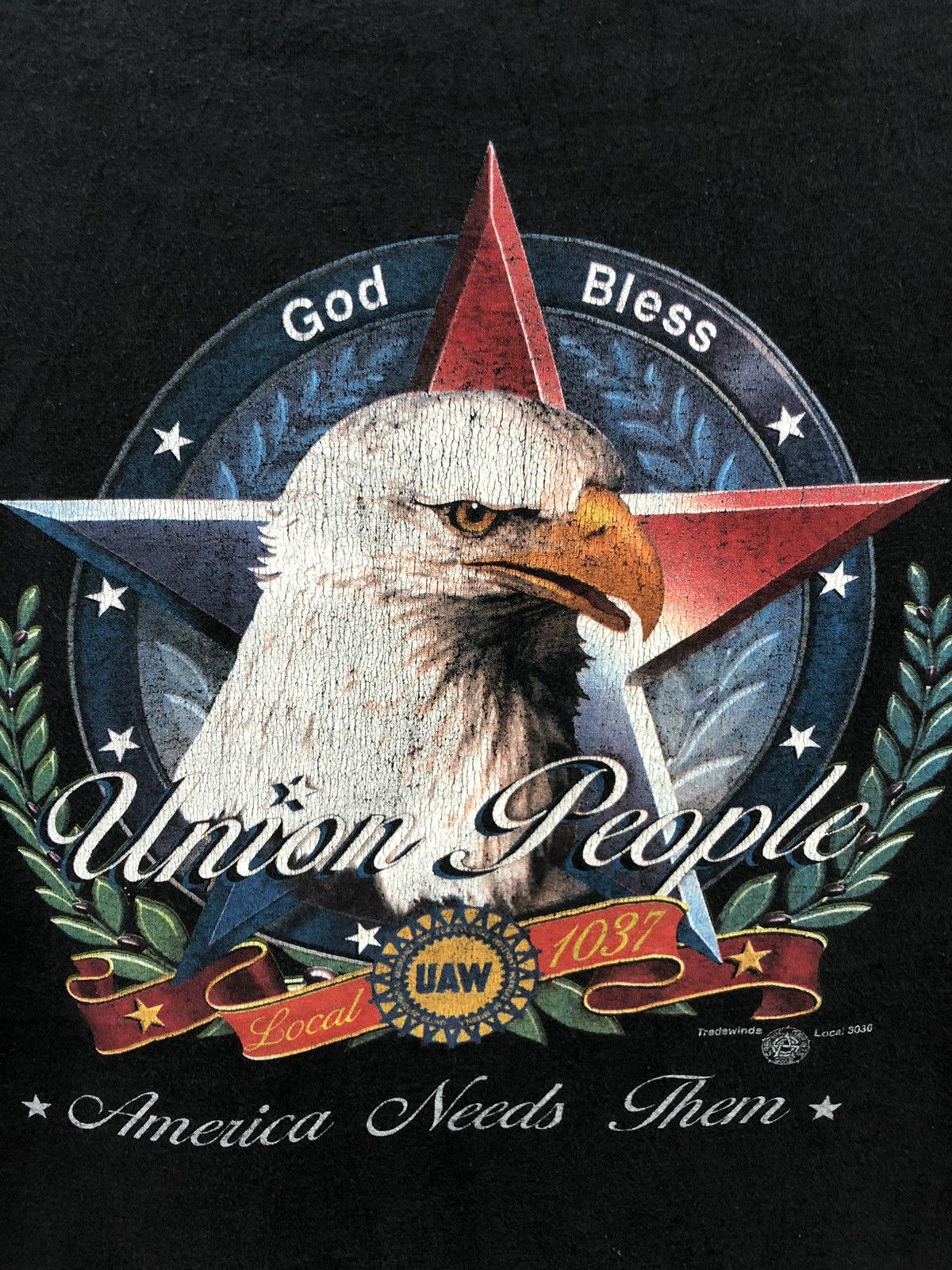 Vintage Vtg UAW UNION PEOPLE America Needs Them single pocket tees Size US L / EU 52-54 / 3 - 2 Thumbnail